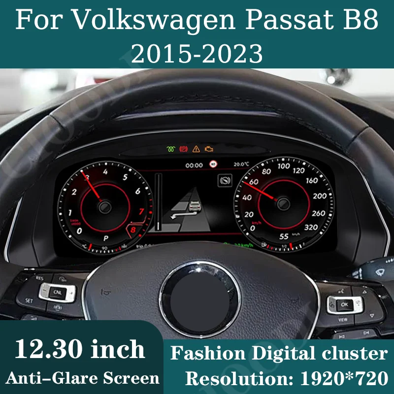 

12.3" Lcd Dashboard Display For VW Volkswagen Passat B8 2015-2023 Odometer Speedometer Virtual Cockpit Digital Cluster CarPlay