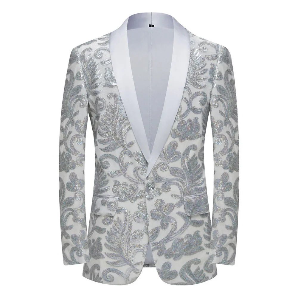 Men's Fashion Red Sequins Formal Blazers Groom Wedding Photo Shoot Banquet Suit Jacket Slim Singer Host Evening Party Tuxedo