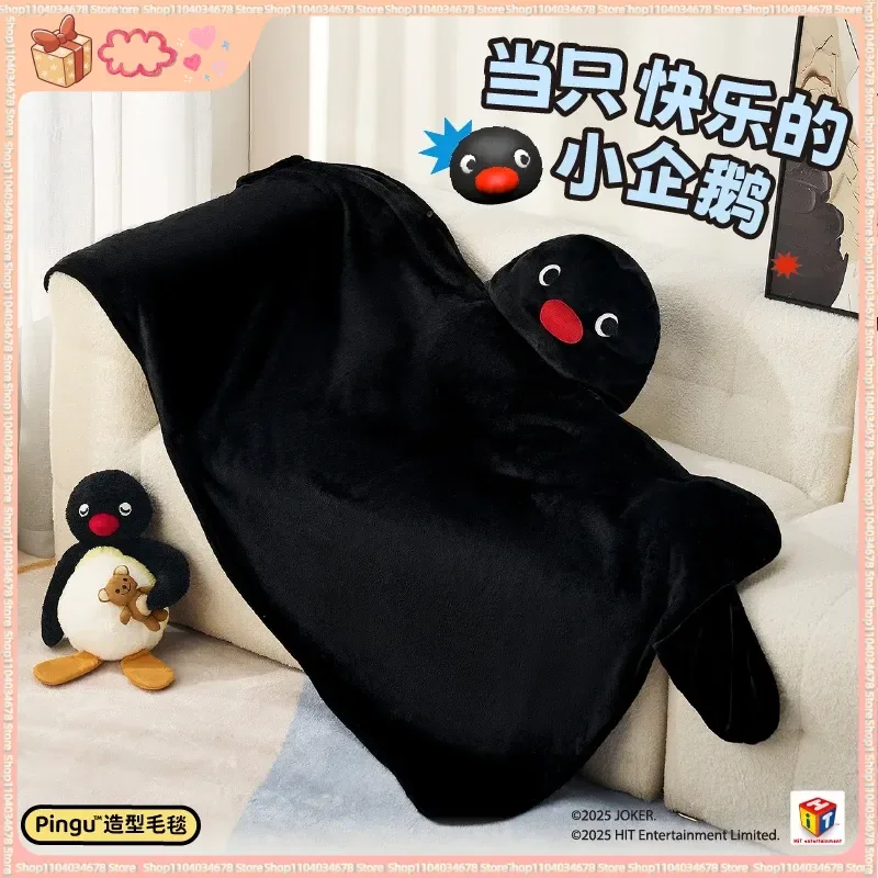 Kawaii pingu pinguim cobertor bonito outono e inverno criativo prático cobertor presente de aniversário dos desenhos animados pingu anime presente periférico