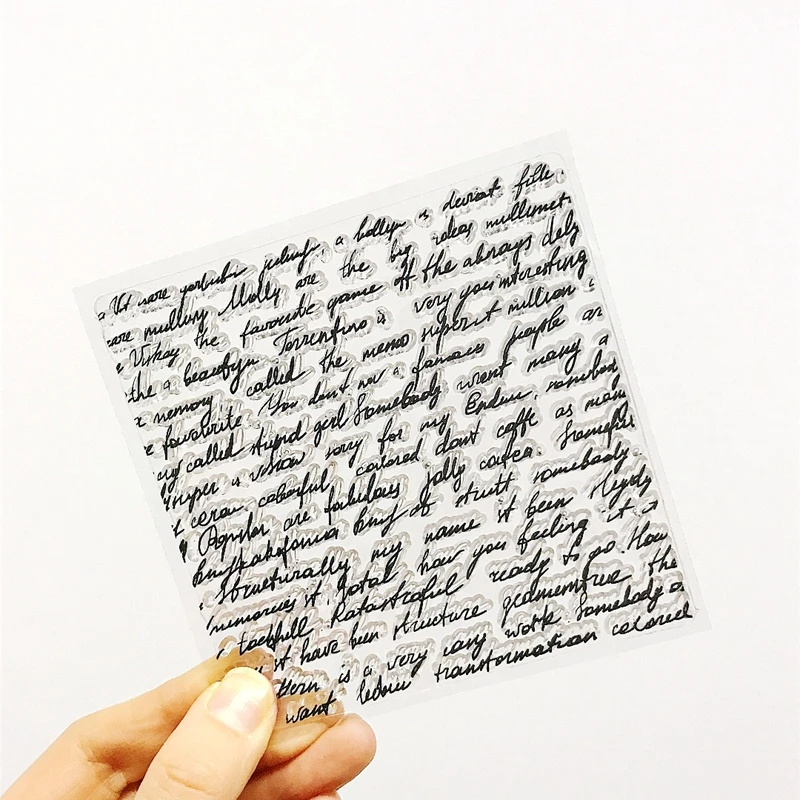 Cursive English Paragraph Clear Stamp DIY Hand Writing Journal Diary Background Decorative Scrapbooking Hobby Craft Supplier