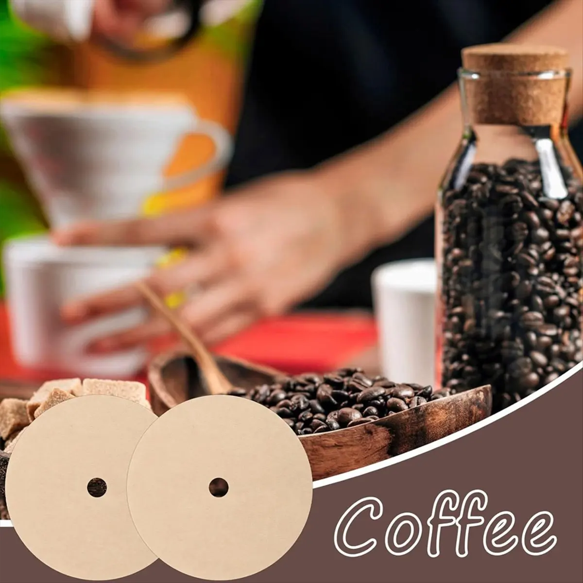 500PCS Count Percolator Coffee Filters, 3.75 Inch Natural Unbleached Disposable Coffee Filter Disc Coffee Filters Brown &LICG