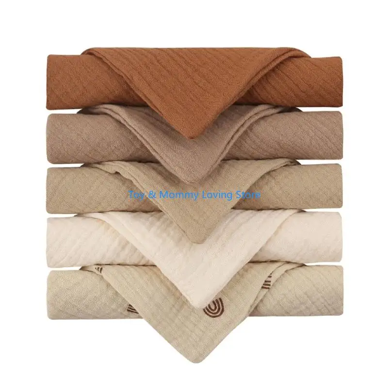 

Y1QF 5pcs/set Baby Feeding Towel Soft Absorbent Gauze Cotton Baby Washcloths Saliva Towel Nursing Towel Handkerchief