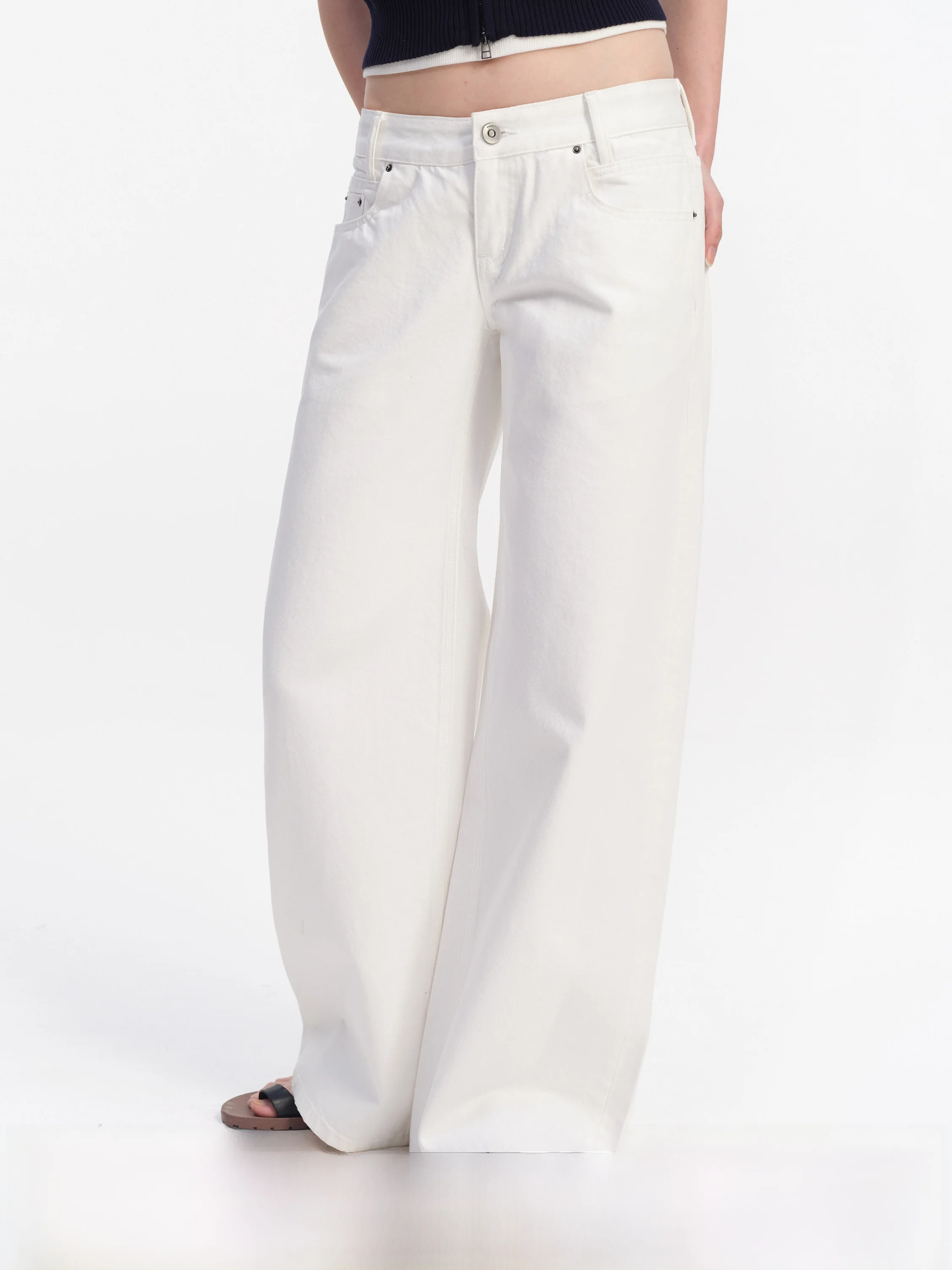 

Женские джинсы с низкой посадкой из хлопкового денима, красные, с белой отделкой, широкие, повседневные, свободного кроя, универсальные брюки