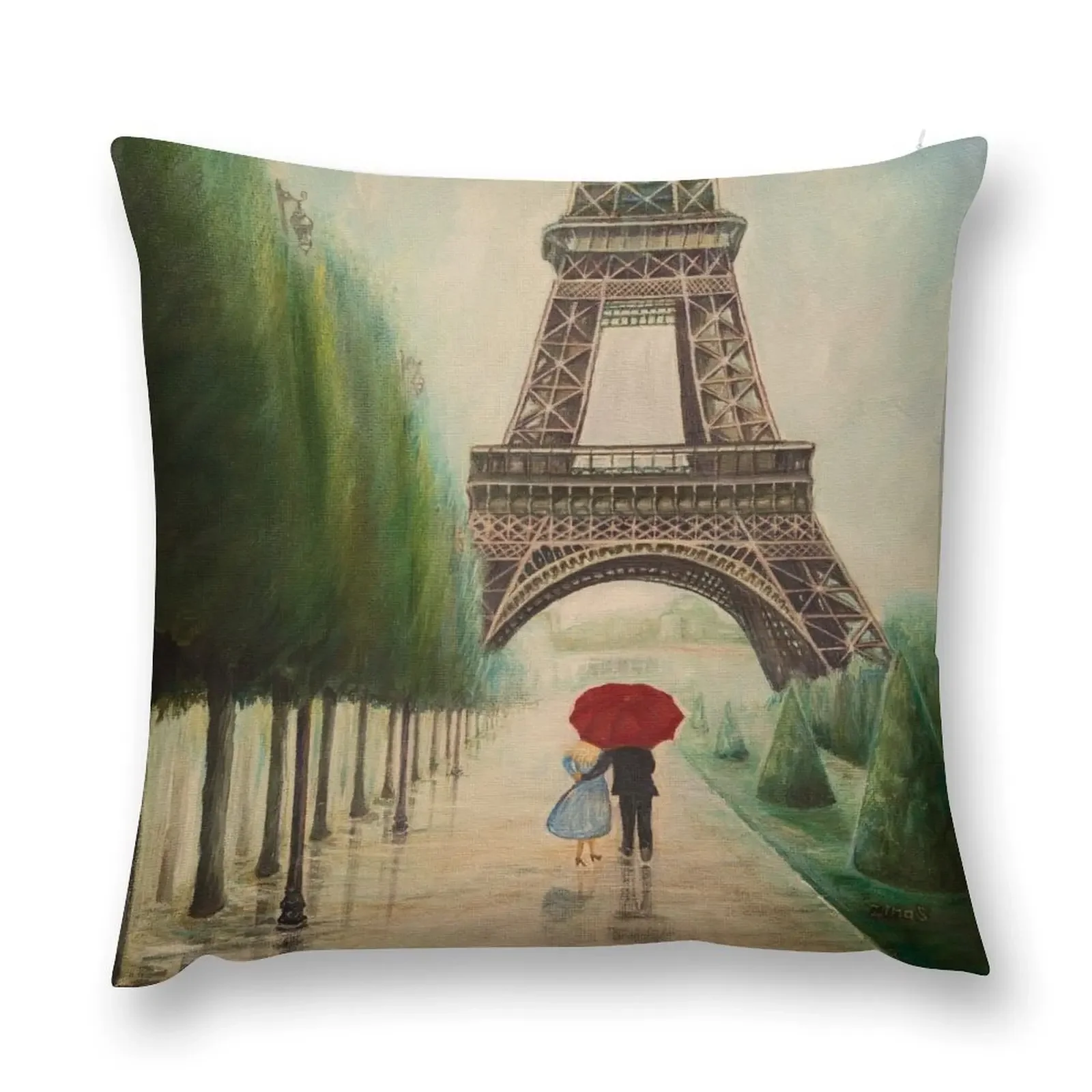 

At the Eiffel Tower Throw Pillow Rectangular Cushion Cover bed pillows pillow