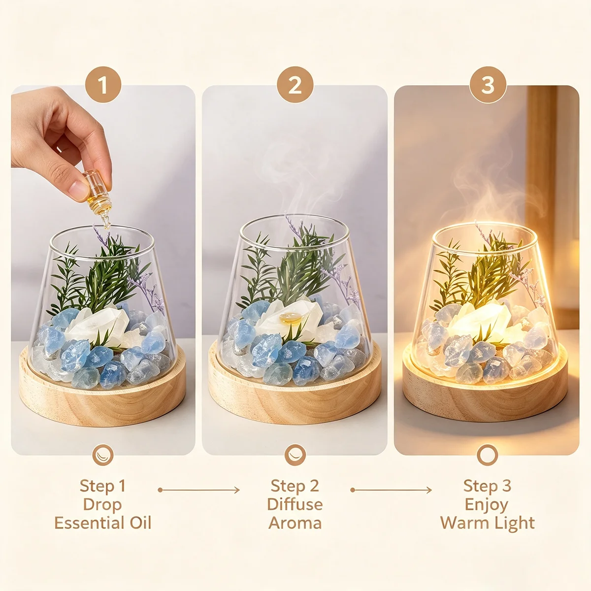 1pc Natural Rose Quartz Raw Stone Aromatherapy Lamp, Healing Crystal Incense Fragrance Decor Lamp, Mineral Specimen Home Tableto
