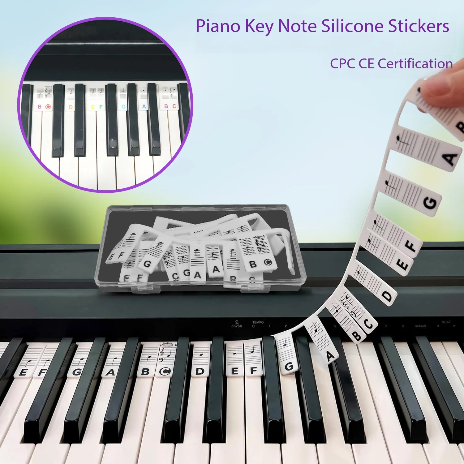 88/61 key note sticker silicone piano sticker is suitable for beginners. The auxiliary sticker is detachable and reusable