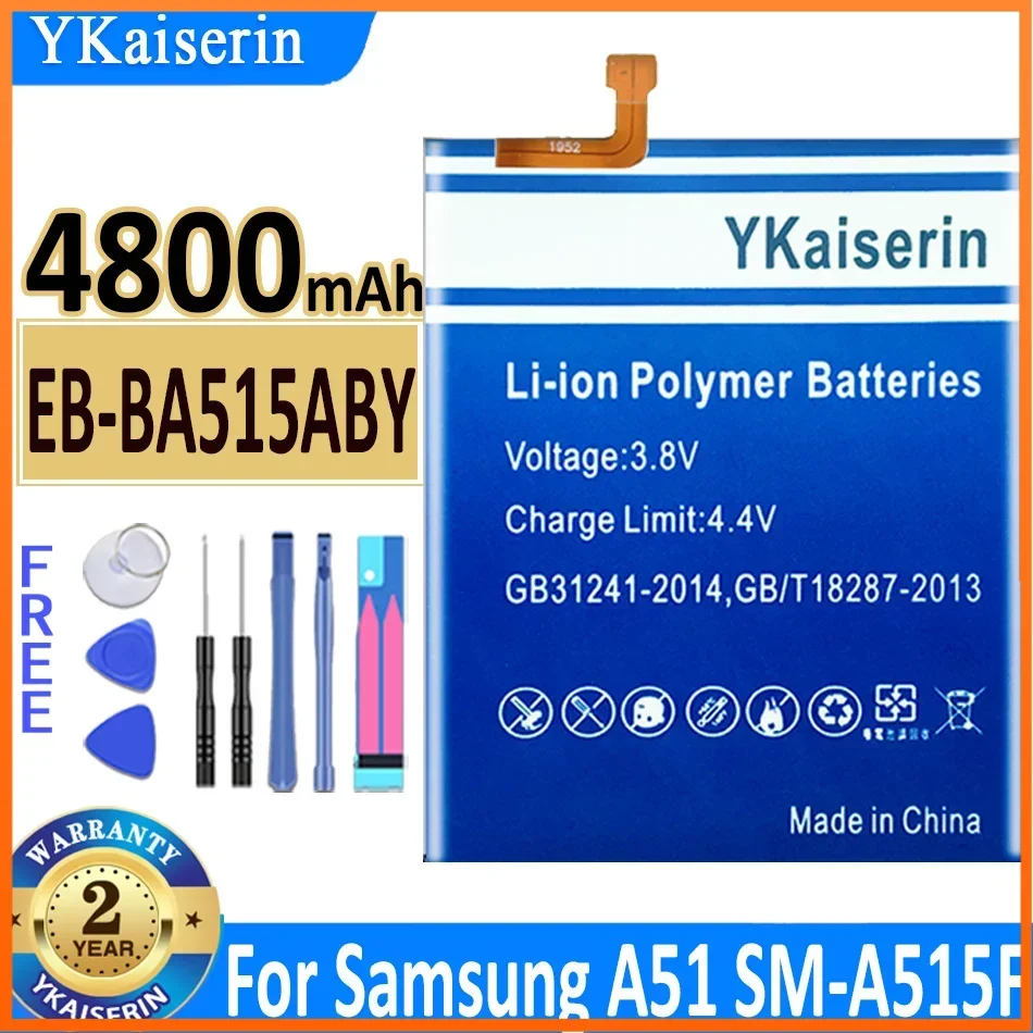 

YKaiserin EB-BA515ABY 4800mAh Replacement Battery For Samsung Galaxy A51 SM-A515 SM-A515F/DSM Batteries Bateria +Tools