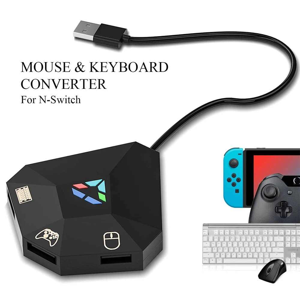 

Wired USB Connection Keyboard and Mouse Adapter LED Indicator Converter for PS4 /PS3/for Xbox One/ Xbox 360/ Switch lite