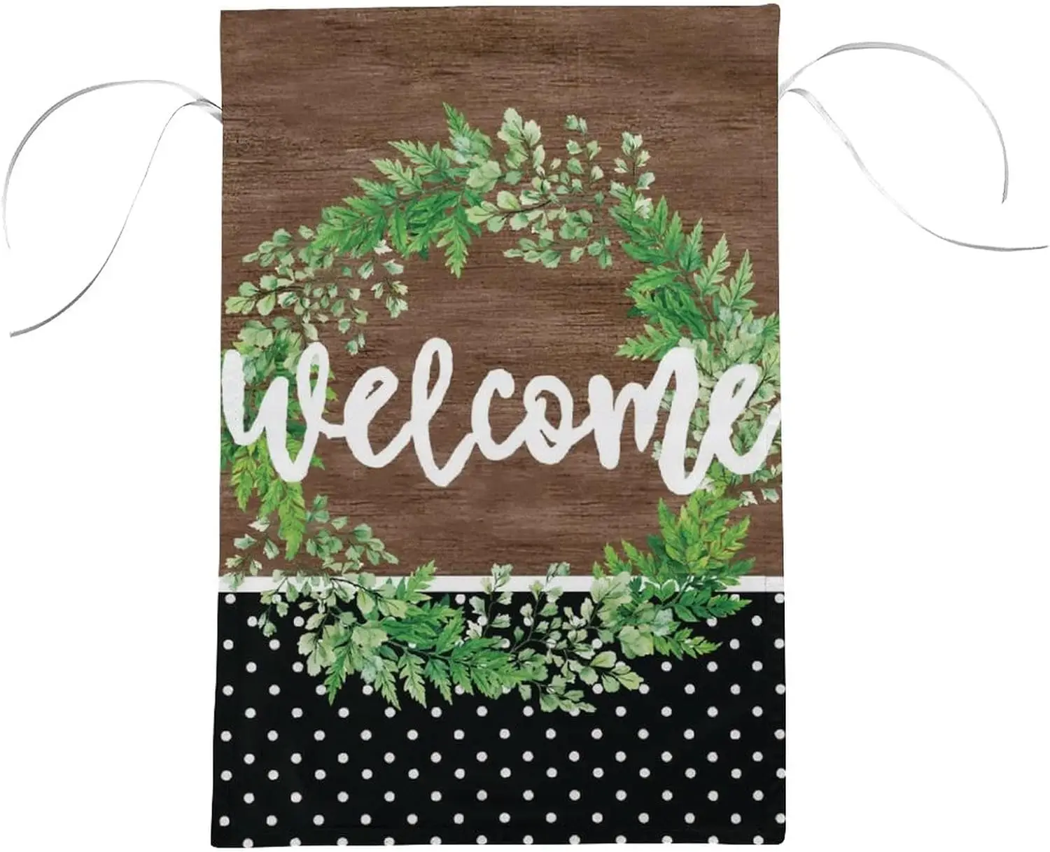 Watercolor Buffalo Check Plaid Garden Flag-ferns Wreath Garden Flag 12x18 Double Sided Burlap Floral Garden Flag For Yard Outdoo