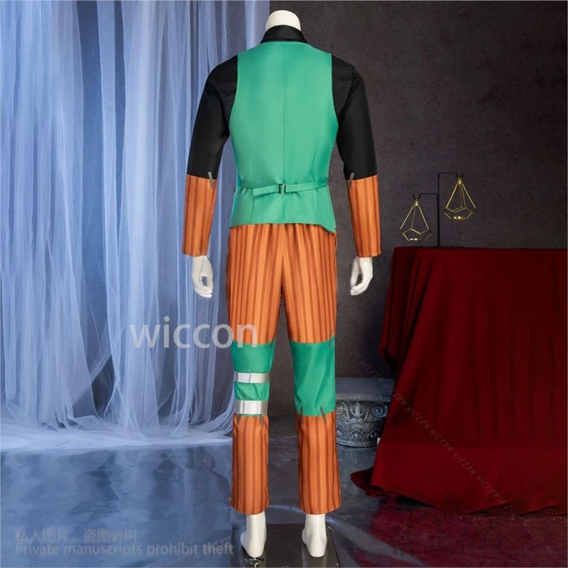 Anime Furry Mon LEGENDS Cos AZ Costume Orange Stripe Fashion Suits Vest Green Bow Tie Long White Wigs Halloween Customized New