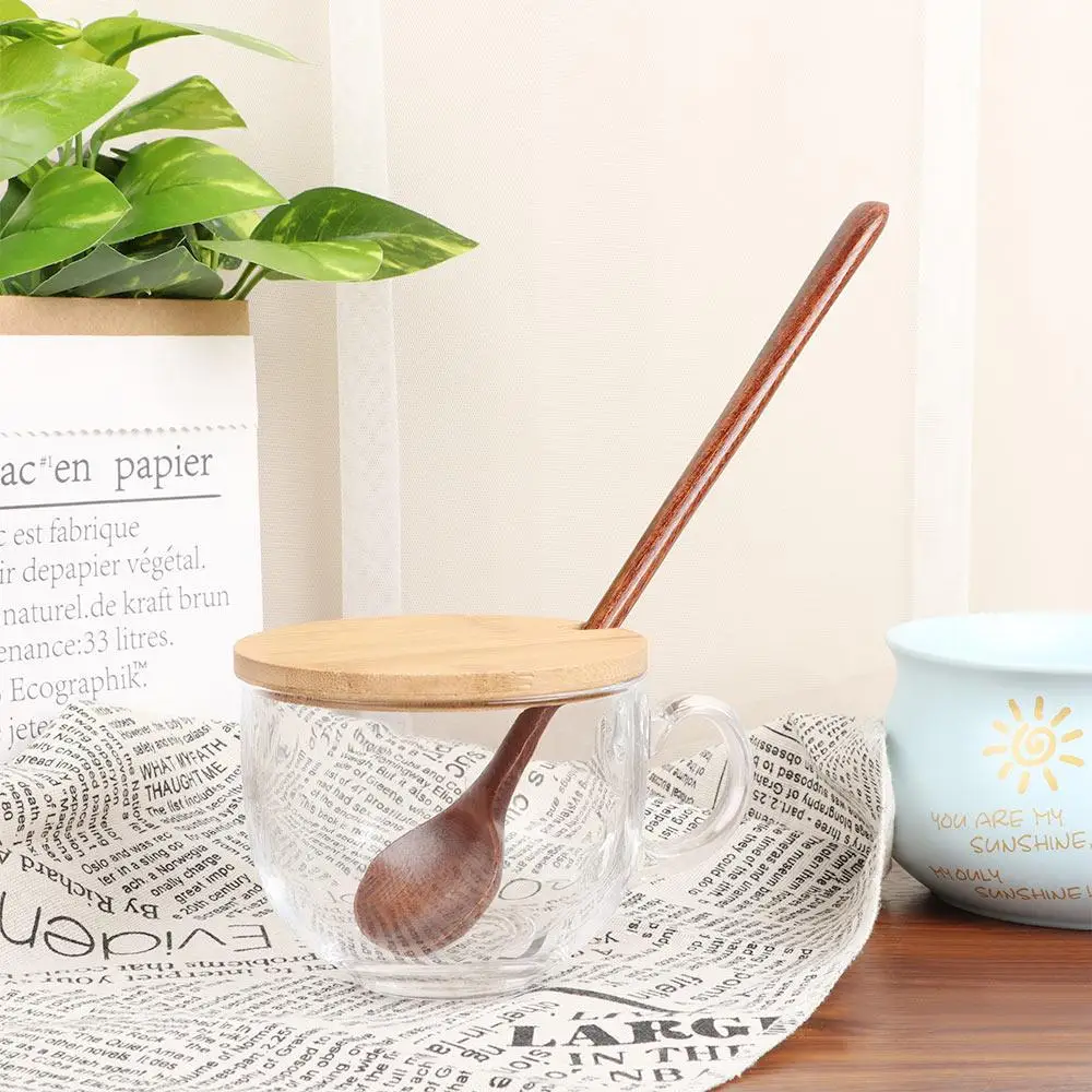 

10.9 Inches Korean Style Wooden Long Handle Round Natural Wood Kitchen Utensil Soup Spoon Cooking Supplies Spoons