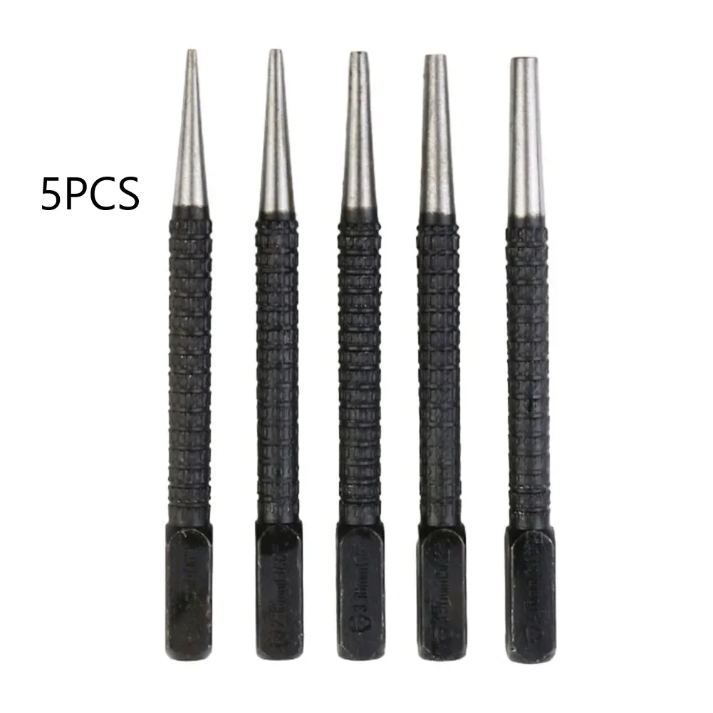 5pcs Nail Punch Set Knurled Body Square Punch Center Punch Positioning Punch For Labeling Plastics Wood Metals