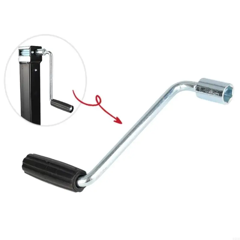 Iron Crank Handle for Travel Trailer Stabilizer Jacks Adjustment, with Angled Hand-Crank Hexagonal Socket End, and H9EE