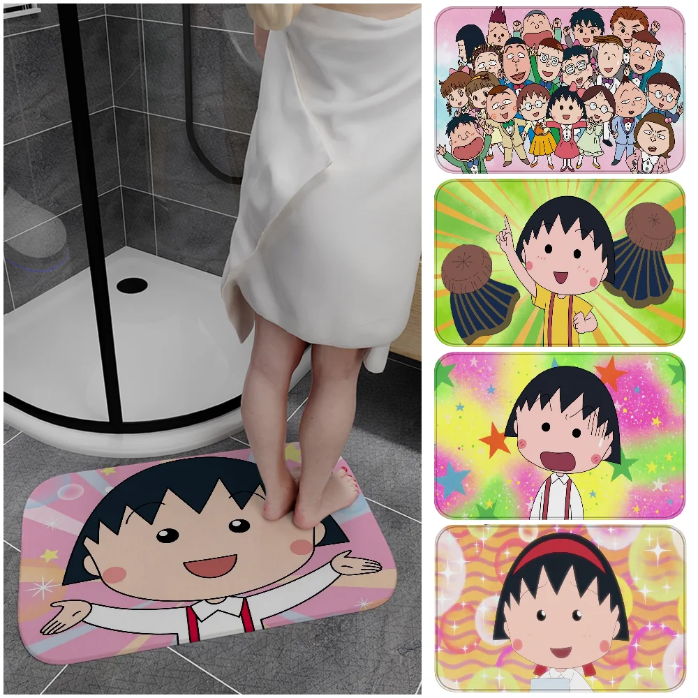 Chibi Maruko Chan Sakura Kyoko Cartoon Bathroom Mat Retro Multiple Choice Living Room Kitchen Rug Non-Slip Bedside Mats