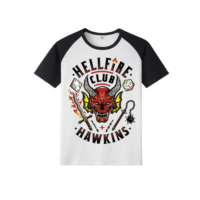 New European And American Stranger Things5 Short Sleeve T-Shirt Hellfire Club Women'S Men'S Round Neck Loose Casual Sports Shirt