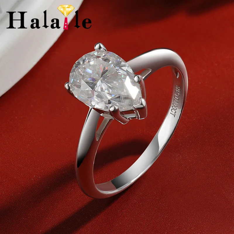 

Halaile D Color Moissanite S925 Sterling Silver Solitaire Ring with GRA Trendy Fine Jewelry Women Sparkly Engagement Bridal Gift