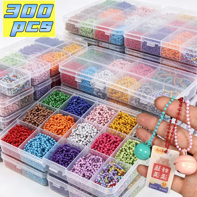 100-300pcs Colorful Ball Bead Chains Fits Key Chain/Dolls/Label Hand Tag Connector for DIY Bracelet Jewelry Making Accessorise