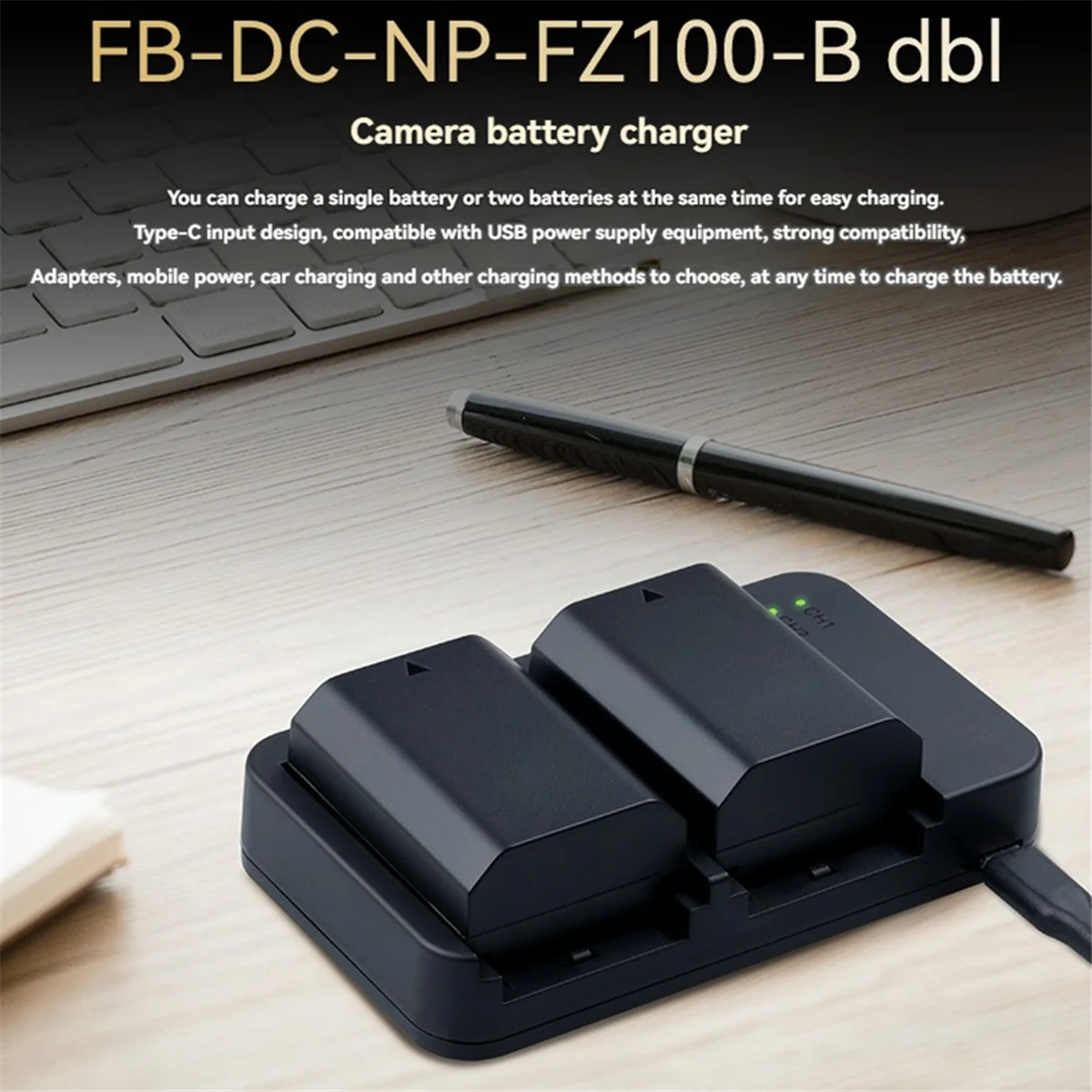 NP-FZ100 ثنائي الفتحة نوع C منفذ الإدخال شاحن بطارية الكاميرا المحمولة خفيفة الوزن لسوني A7M4 A9M2 ILCE-9