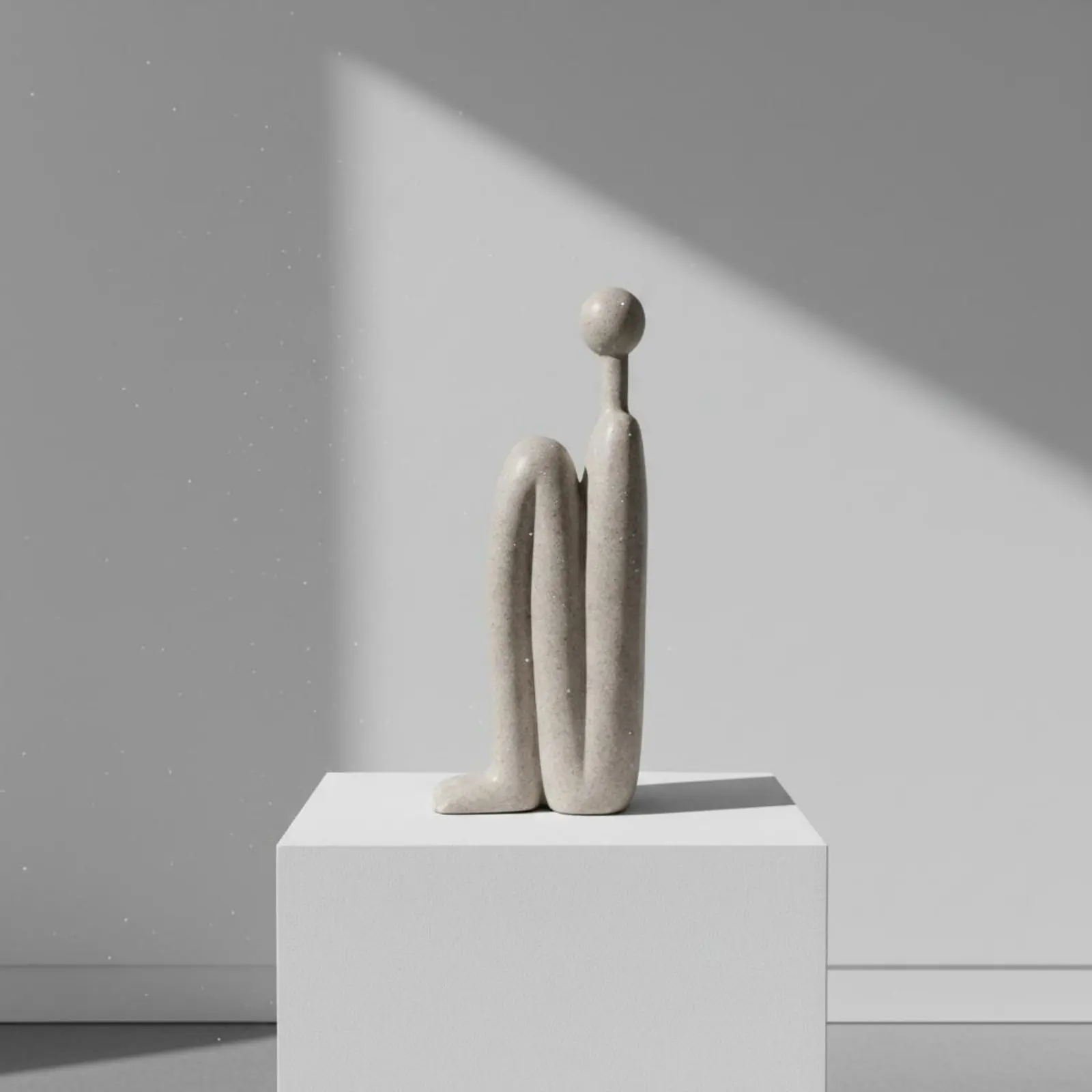 Abstract Human Statue Handmade Kneeling Person Sculpture Crouching Person Statue Textured Finish Composite Stone Figure Easy To