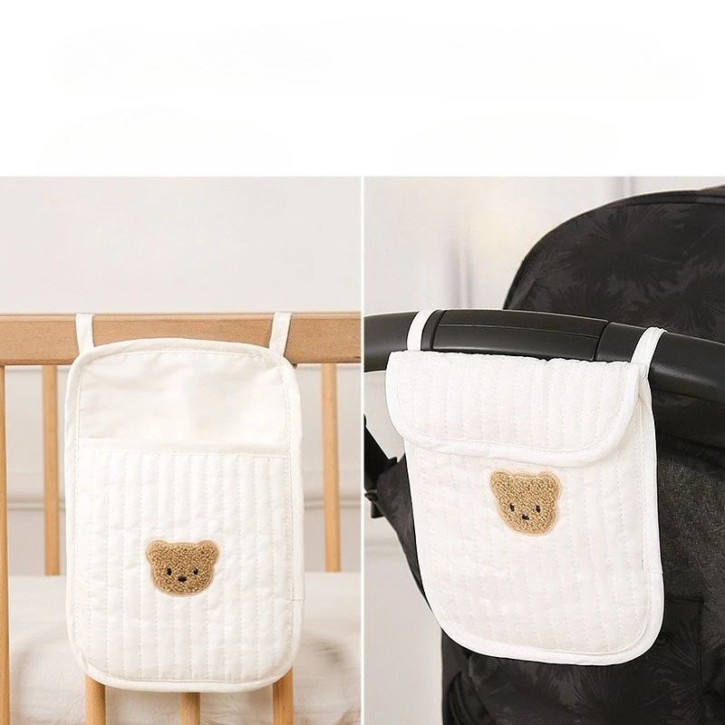Cute Bear Crib Hanging Bag Baby Diapers Organizer Children's Bed Bedside Pocket Toy Storage Bag Baby Organizer Bedding Items