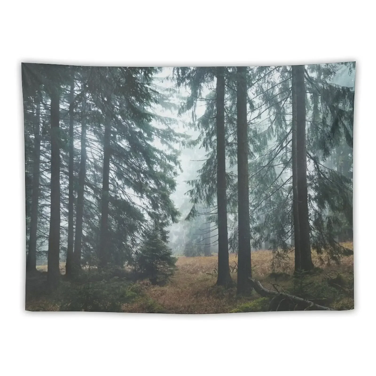 Deep In The Woods // Wild Romantic Misty Retro Fall Wilderness Fairytale Forest With Cascadia Trees Covered In Magic Bl Tapestry