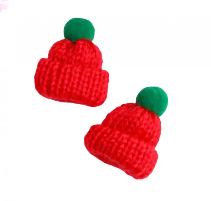 Christmas Mini Finger Hat Santa Handmade DIY Wine Bottle Decor Knitted Hats Christmas Tree Ornament Xmas Party Favor