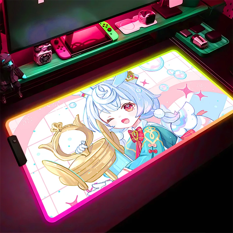 

RGB LED Mouse Pad Gaming Mat PC Accessories Mousepad Desk Mat Non Slip Extended Pad G-genshin Impact Sigewinne HD Keyboard Pad