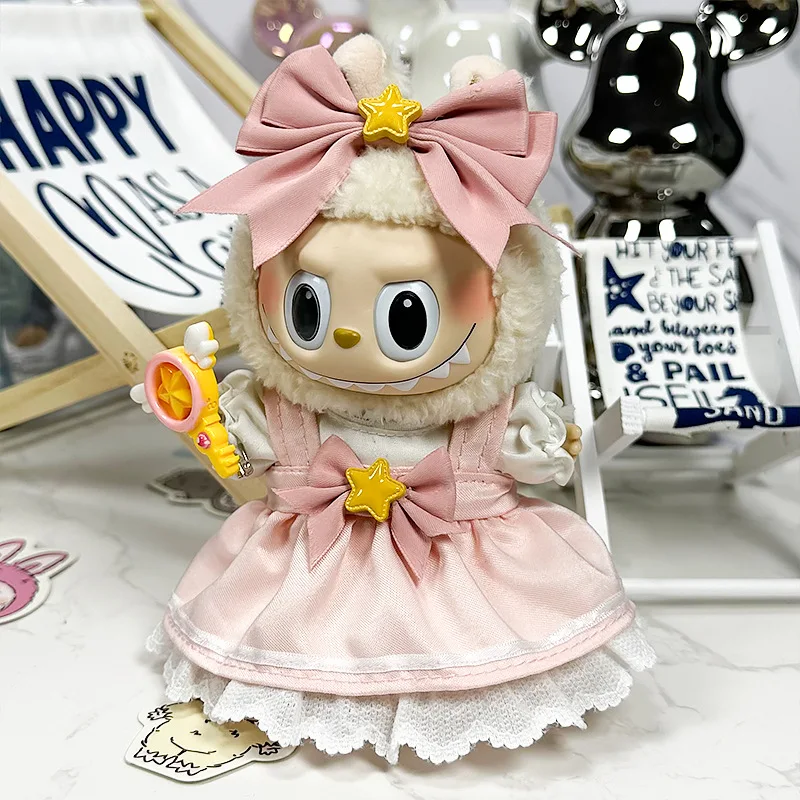 Mini Plush Doll Clothes Outfit Accessories for Kulomi Mario Labubu V1 V2 Idol Dolls Bees Dinosaur Macaron Rabbit Clothing Gift