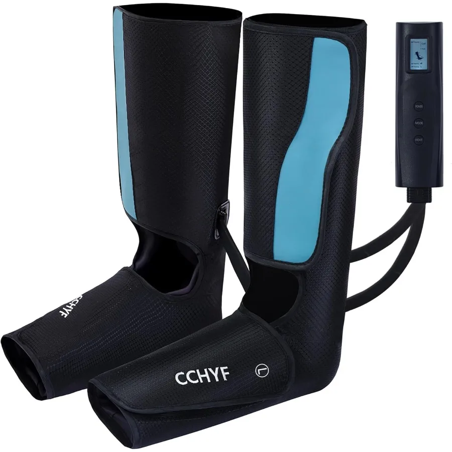 

Массажер для ног и ног с тепловым сжатием воздуха для улучшения кровообращения и расслабления мышц. Ручной контроллер с помощью