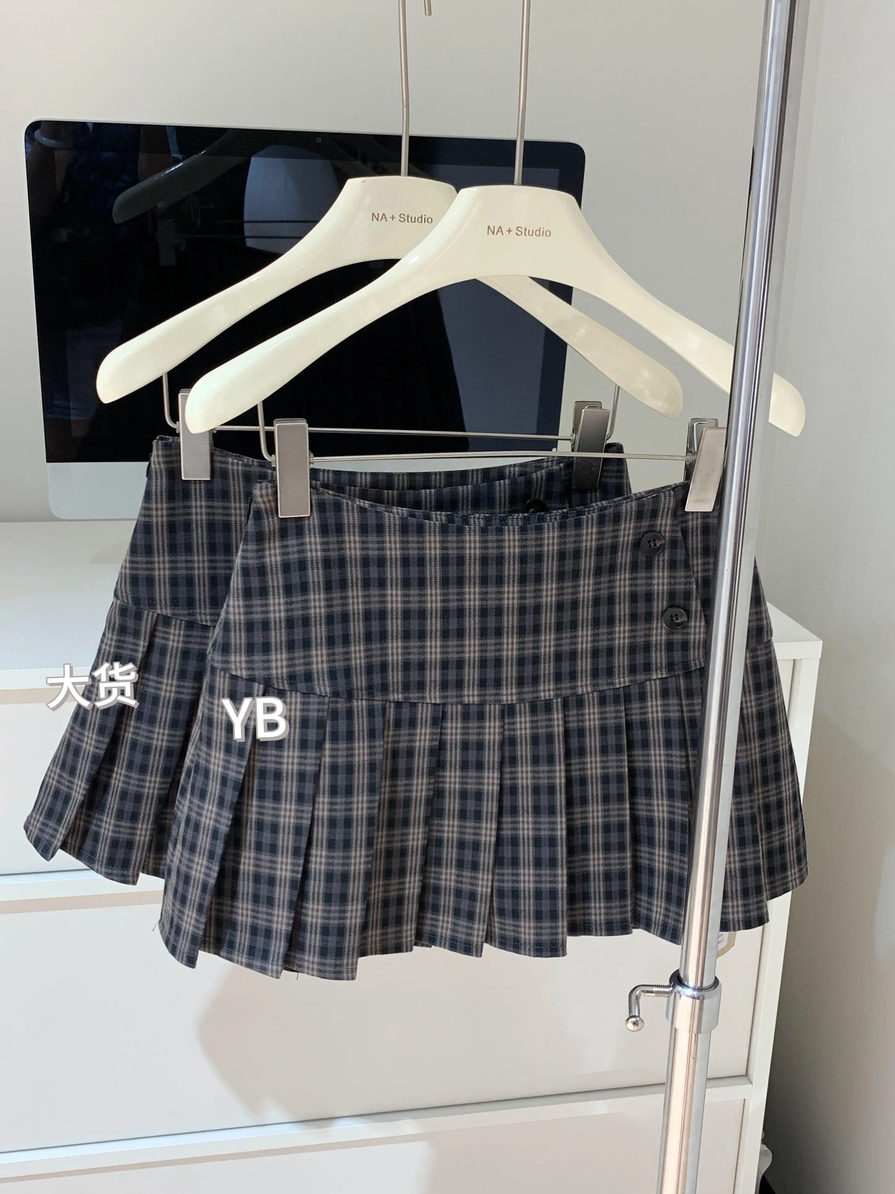 

Женская весенне-осенняя клетчатая плиссированная мини-юбка трапециевидной формы, женская уличная короткая юбка с высокой талией