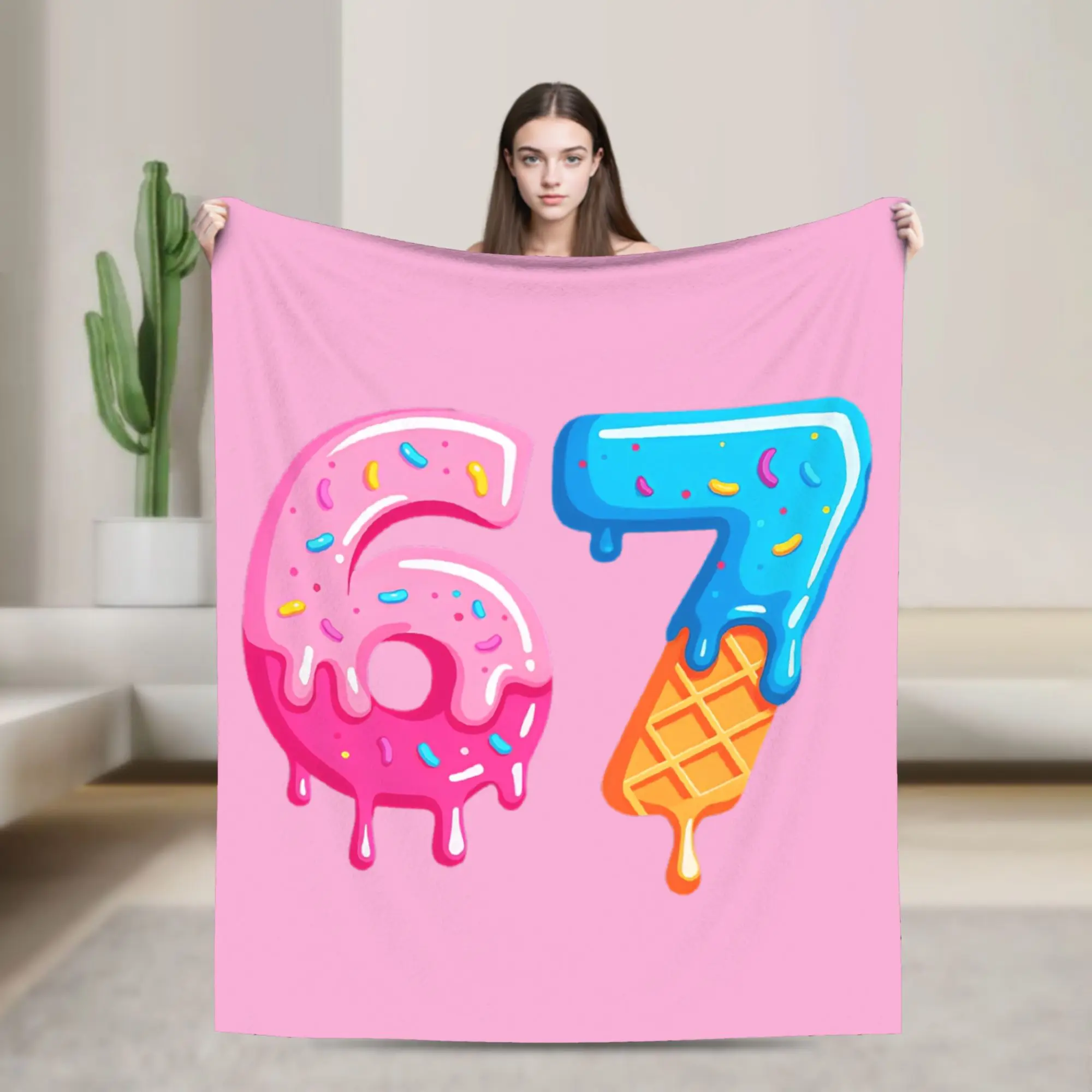 

Warm BlanketStudents Travel Funny Six Seven 6 7 Meme Vintage Throw Blanket Flannel Bedspread For Bedroom Pattern Sofa Bed Cover