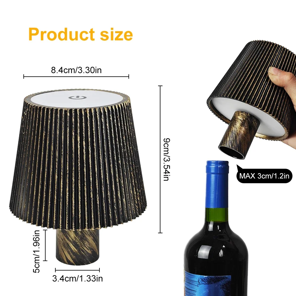 Desktop Wine Bottle Lamp  Decorative Light Rechargeable  Control 3 Color Stepless Dimming Waterproof Wine Bottle Lamp