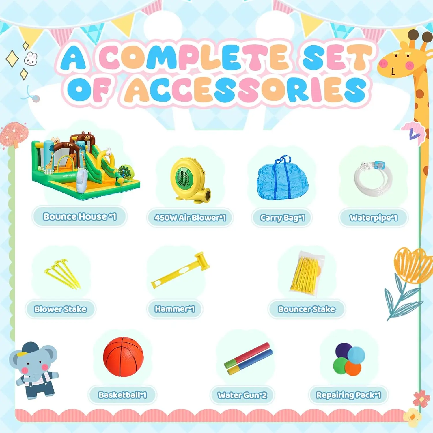 Toboggan aquatique gonflable, maison de rebond pour enfants de 3 à 6 ans, parc aquatique gonflable avec piscine anti-éclaboussures, château gonflable pour humide et sec