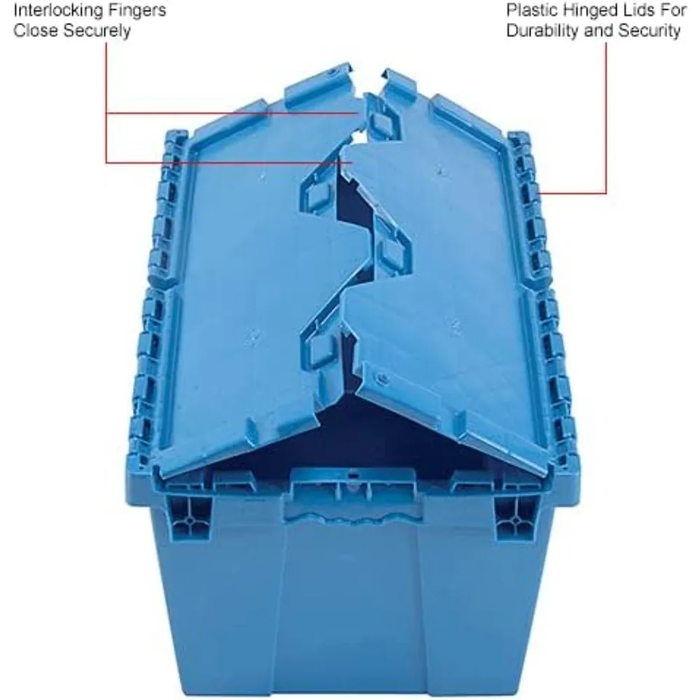 12 Gallon Heavy-Duty Flip Tote Storage Container (PACK OF 6) - Blue, Commercial Flip Top Tote, Industrial Plastic Storage Tote