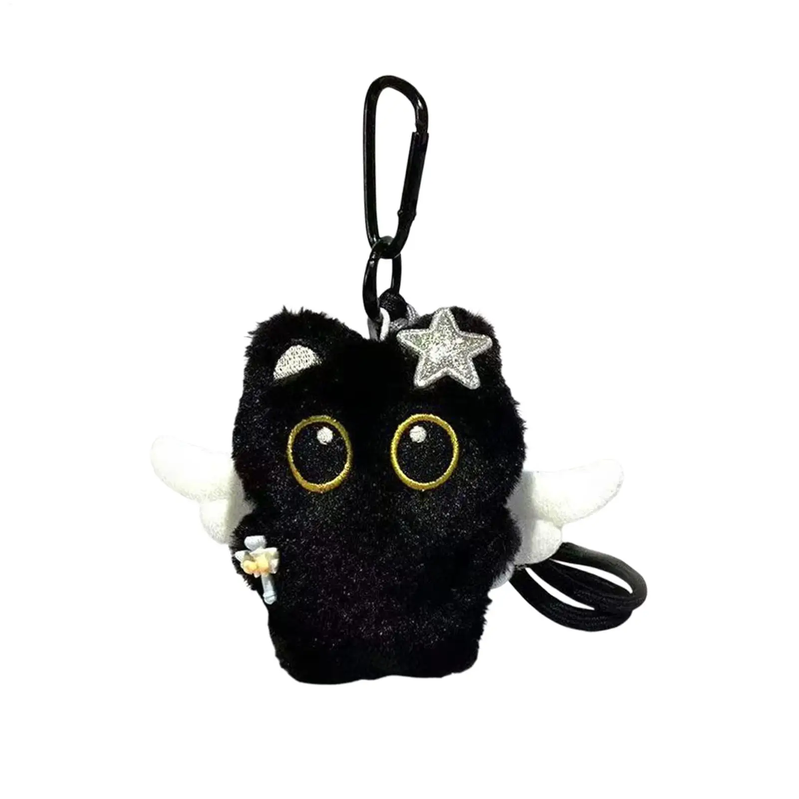 Black Cat Plush Shape Bag Charm Cute Black Cat Plush Toy Keychain Backpack Hanging Bag Decoration Gifts Cute Plush Keychain - view 3
