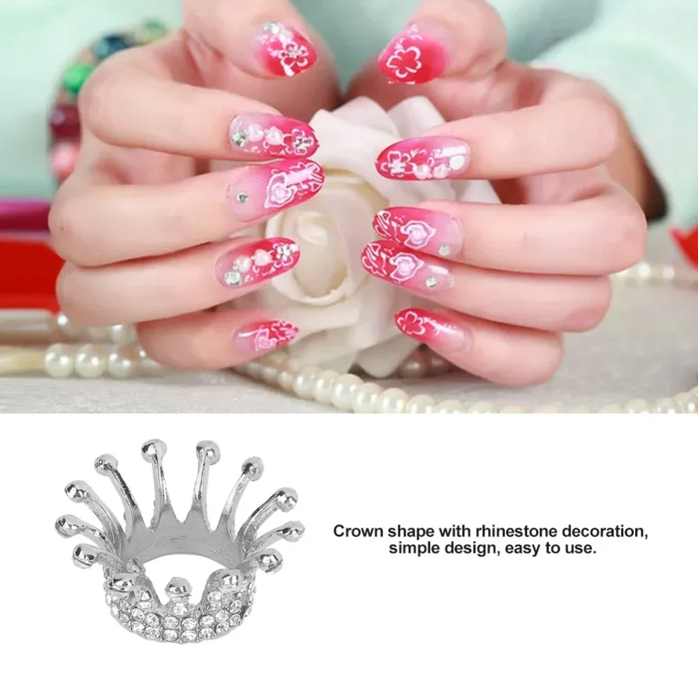 Faux Pearl Decoration Crown Design Nail Art Brush Holder Gilt Painted Retro Style Nail Painting Pen Display Stand