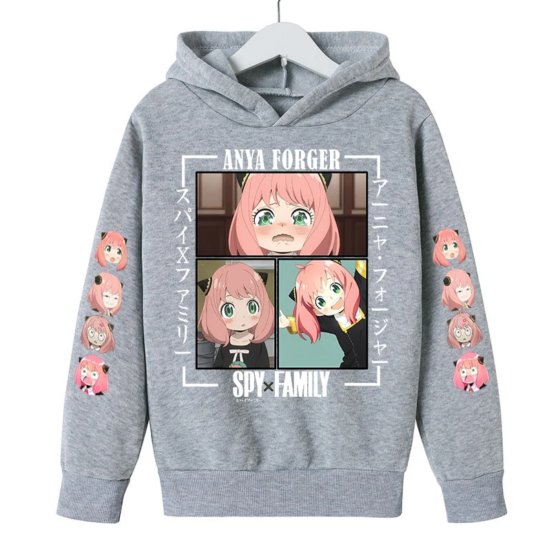 Sudadera con capucha de manga larga para niños, Tops de Anime para niñas, abrigo para niños pequeños, ropa con estampado familiar Anya Spy X, primavera y otoño