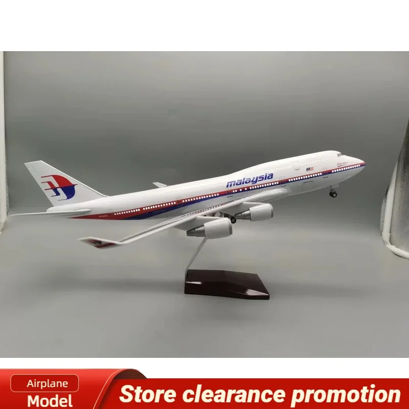 New 47cm Malaysia Airlines Airplane B747 With Light Diecast Resin Plane Model Toys Collection Display Gifts Fans Decoration