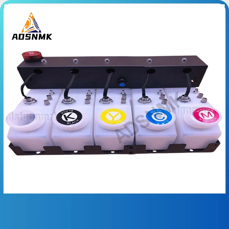 500ml DTG CMYKW 5 Ink Cartridges Assembly CISS Stirring Motor Level Sensor Sound Light Alarm System for DTF Inkjet Printers