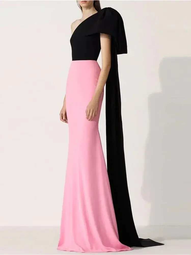 Dora New Long Flower One Shoulder Sleeveless Classy Elegant Evening Dress For Woman Floor Length Fashion Classy Prom Gown