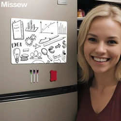A3/A4/A5 Magnetic Fridge Board with Erasable Whiteboard and Weekly Planner - Sleek Kitchen Organizer for Home and Office