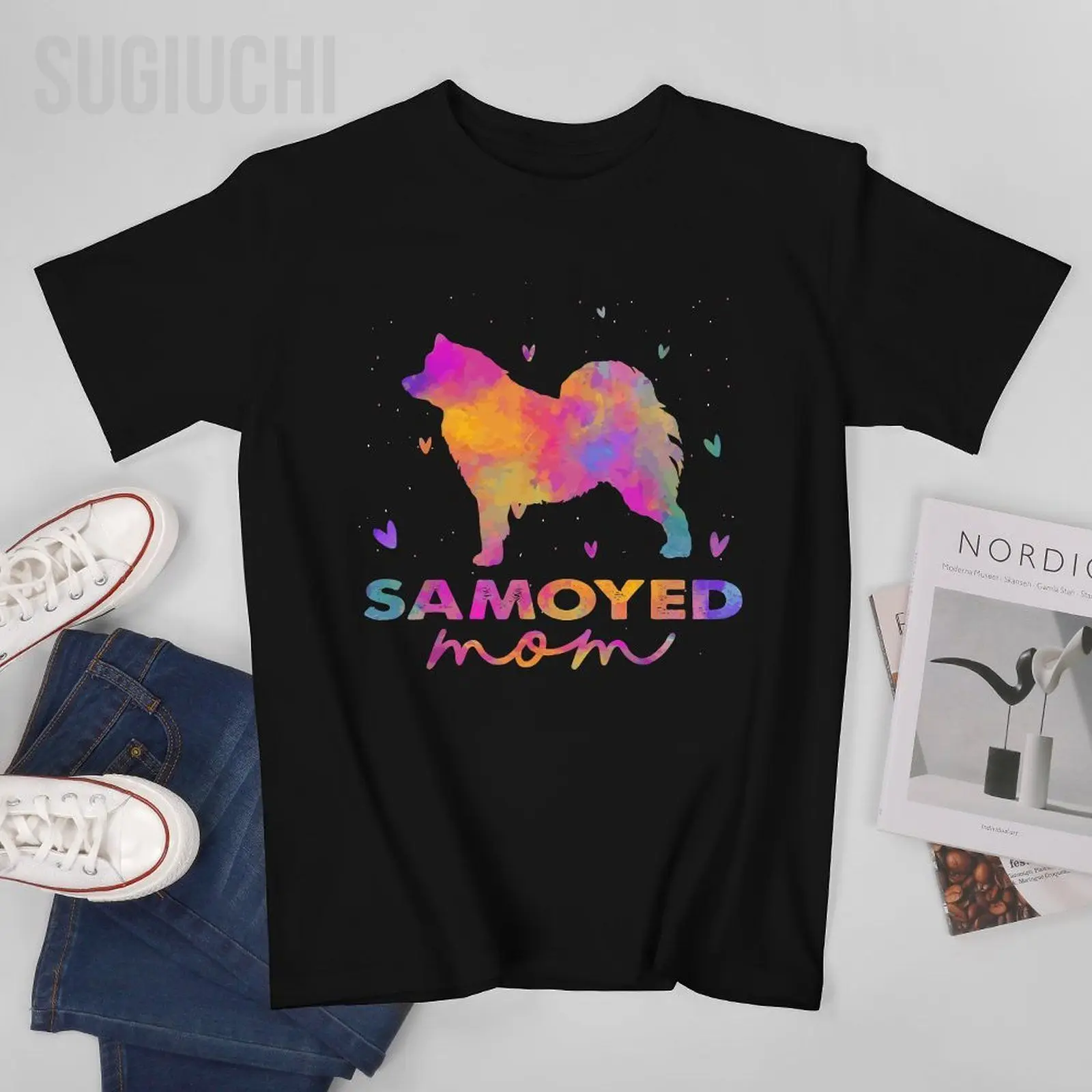 Unisex Men Samoyed Mom Colorful Samoyed Mama Gifts Tshirt Tees T Shirts Women Boys 100% Cotton T-Shirt