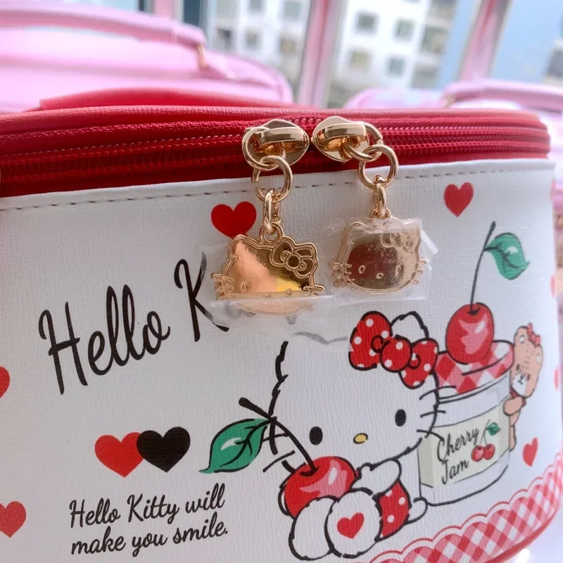 Sanrio Hello Kitty Makeup Bag Kawaii Anime Portable Handbag Cute Bow Pu Waterproof Cosmetic Cases Largecapacity Wash Storage Bag