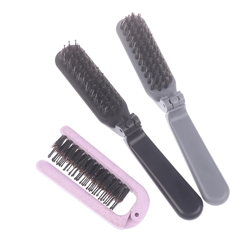 Portátil Javali Escova De Cabelo De Cerdas, Pente De Cabelo Dobrável, Cabeça Massageador, Viagem Pentes, Hair Styling Acessórios