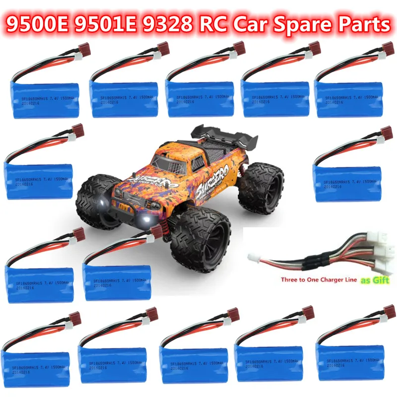 9500E 9501E 9328 Remote Control Off Road High-Speed RC Car Truck Vehicle Spare Parts 7.4V 1500MAH Battery/3 To 1 Line