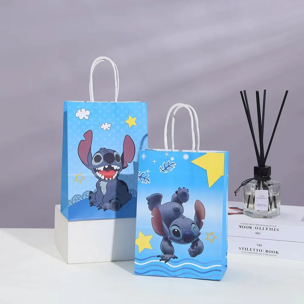 Disney Stitch ของขวัญกระเป๋ากระดาษ Candy กระเป๋า Lilo & Stitch ธีมอะนิเมะเด็กอุปกรณ์งานเลี้ยงวันเกิดตกแต่งบ้านของเล่นของขวัญ