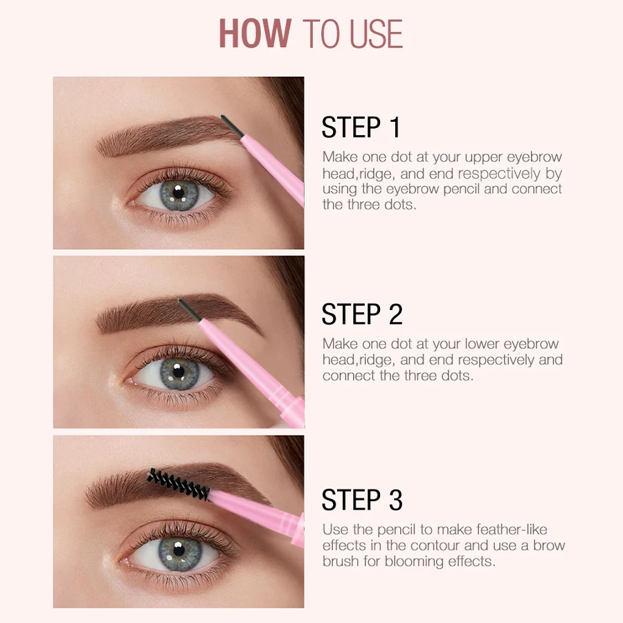1pcs ULTRA-Fine Double headed Rotable Eyebrow ปากกาแปรงแต่งหน้ากันน้ํา Wild Eyebrow ดินสอเครื่องสําอางค์ Eyebrow แปรง