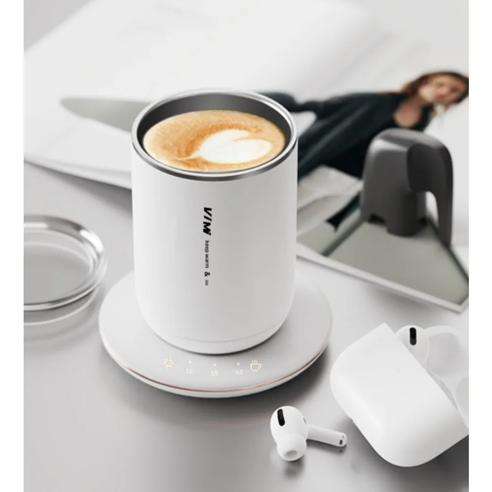 Temperature Control Smart Self Stirring Coffee Mug with Lid,auto Stirring Warmer Coffee Tea Milk Cocoa Mug for Desk Home Office