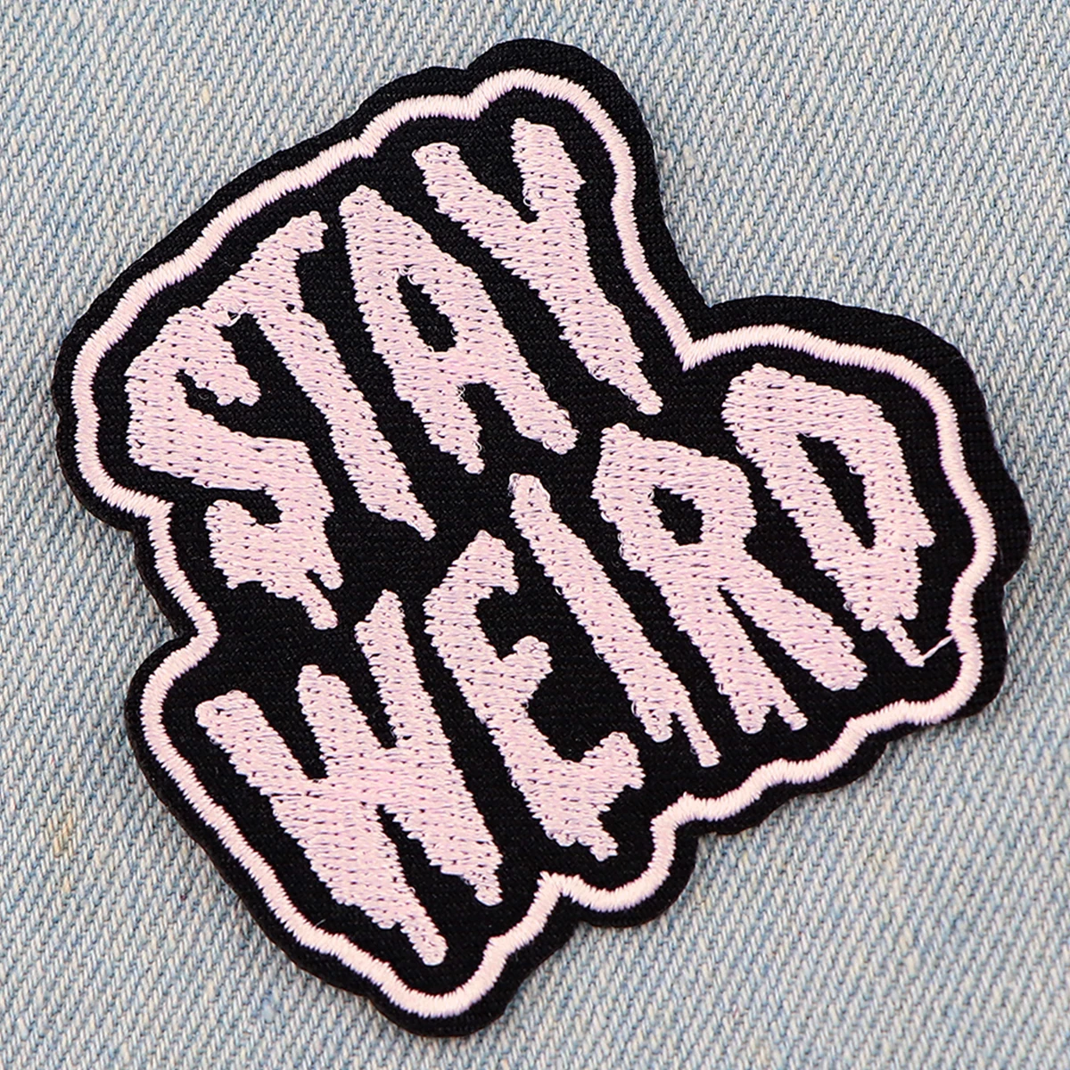 STAY WEIRD Patches On Clothes Astronaut Embroidered Patches Funny Quotes Sew Badges Iron On Patch DIY Clothing Accessories