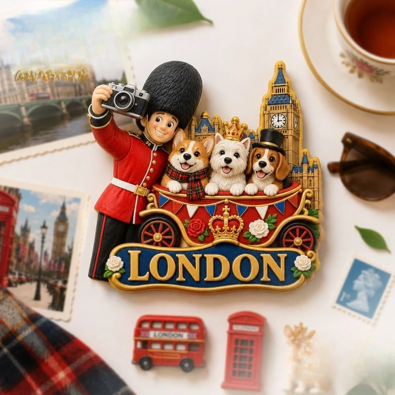 London Guard Dog Big Ben Fridge Magnet - Charming 3D UK Souvenir Unique British Gift for Travel & Fun Decor